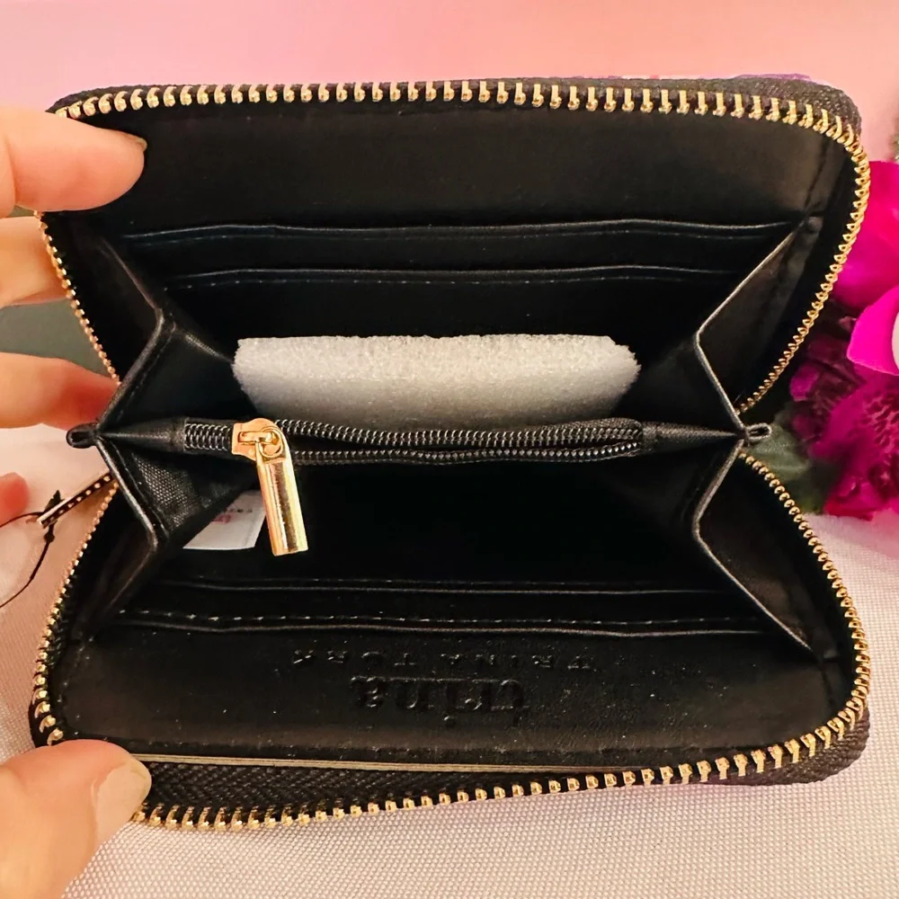 TRINA TURK ~ Multicolor Pink and Purple Swirl Wallet w/Silver-Toned Hardware